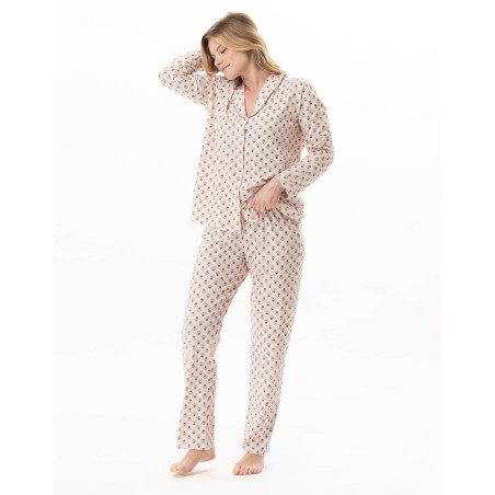 Modal cotton button-down pyjamas TEA TIME Multicolor | Lingerie le Chat