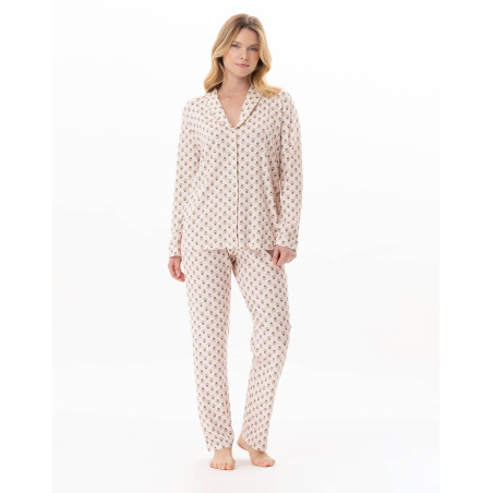 Modal cotton button-down pyjamas TEA TIME Multicolor | Lingerie le Chat