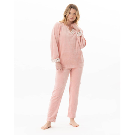 Pyjama en velours TEA TIME Rose | Lingerie le Chat