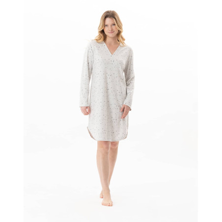 Chemise de nuit en coton LUNA Gris Chine | Lingerie le Chat