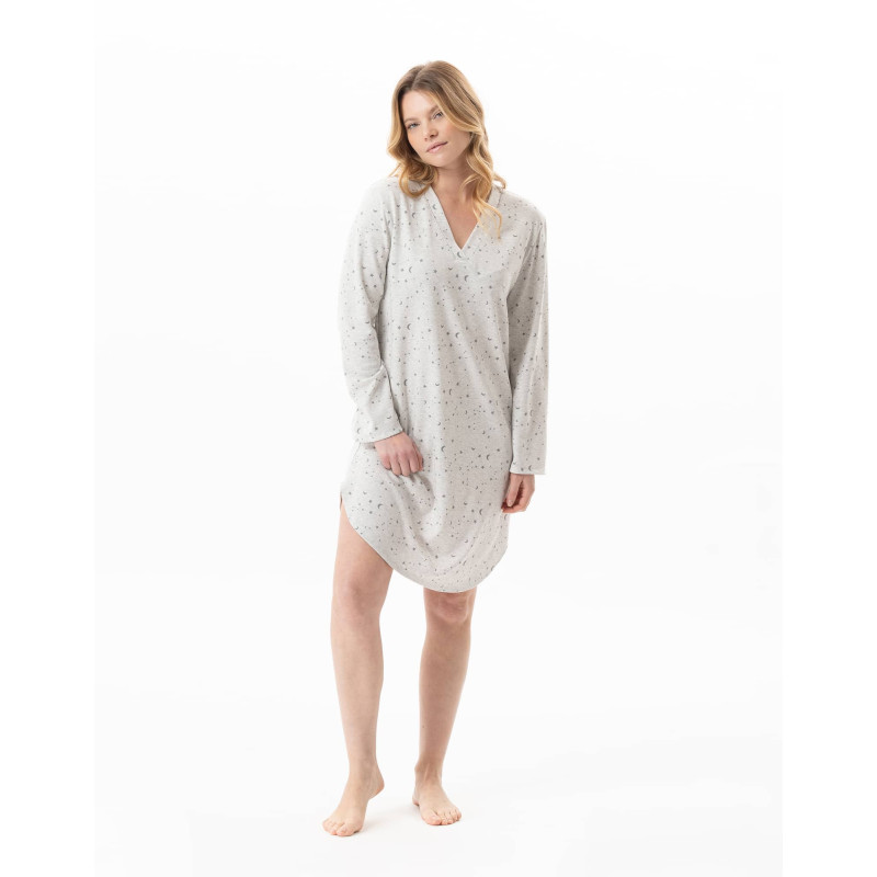Cotton nightdress LUNA Grey China | Lingerie le Chat
