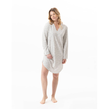 Chemise de nuit en coton LUNA Gris Chine | Lingerie le Chat