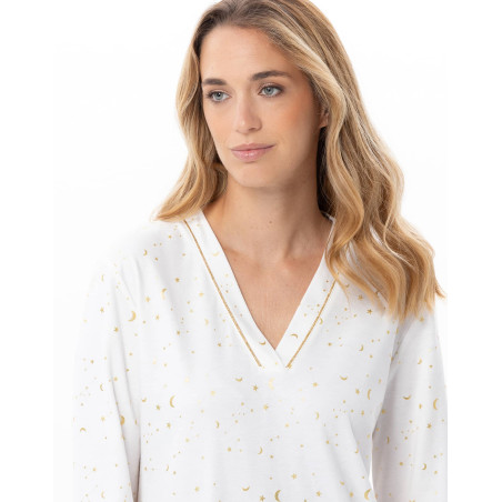 Chemise de nuit en coton LUNA Ecru | Lingerie le Chat