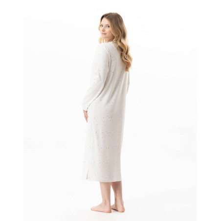 Chemise de nuit longue en coton LUNA Ecru | Lingerie le Chat
