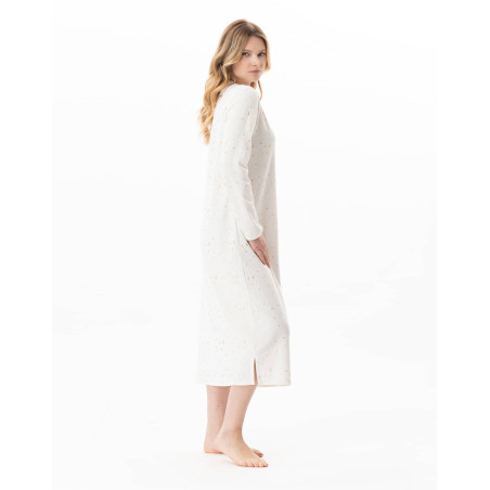 Chemise de nuit longue en coton LUNA Ecru | Lingerie le Chat