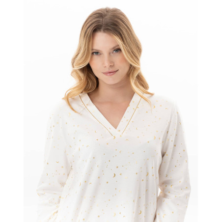 Pyjama en coton LUNA Ecru | Lingerie le Chat