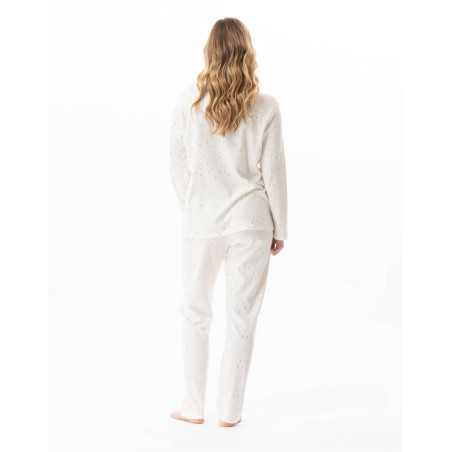 Cotton button-down pyjamas LUNA Ecru | Lingerie le Chat