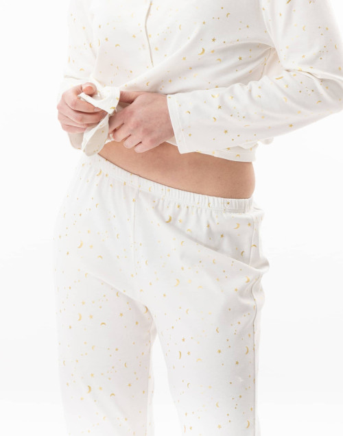 Cotton button-down pyjamas LUNA Ecru