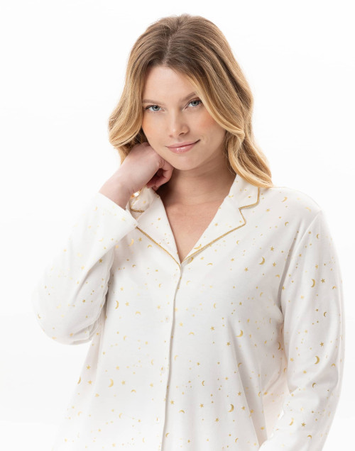 Pyjama boutonné en coton LUNA Ecru | Lingerie le Chat