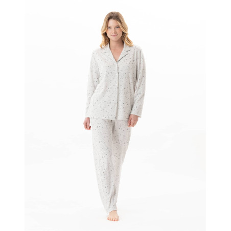Cotton button-down pyjamas LUNA Grey China | Lingerie le Chat