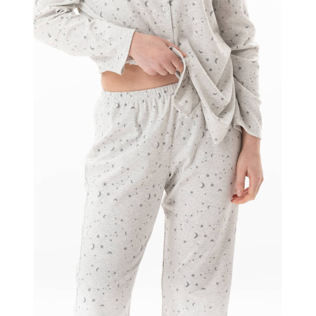 Cotton button-down pyjamas LUNA Grey China | Lingerie le Chat