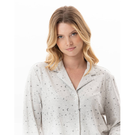Cotton button-down pyjamas LUNA Grey China | Lingerie le Chat
