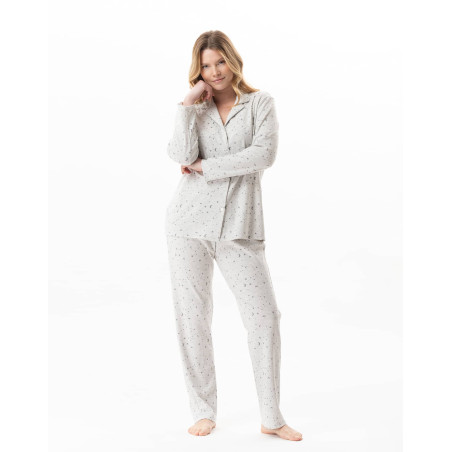 Cotton button-down pyjamas LUNA Grey China | Lingerie le Chat