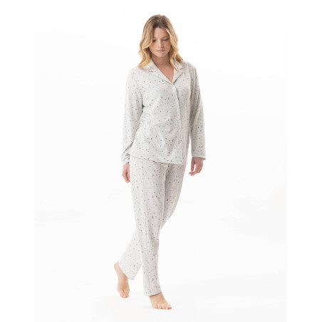 Cotton button-down pyjamas LUNA Grey China | Lingerie le Chat