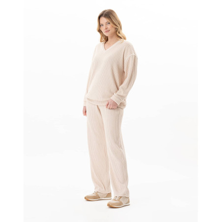 Ensemble homewear en maille tricot SHETLAND Beige | Lingerie le Chat