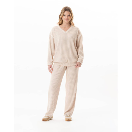 Ensemble homewear en maille tricot SHETLAND Beige | Lingerie le Chat