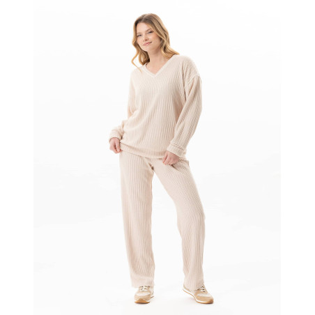 Ensemble homewear en maille tricot SHETLAND Beige | Lingerie le Chat