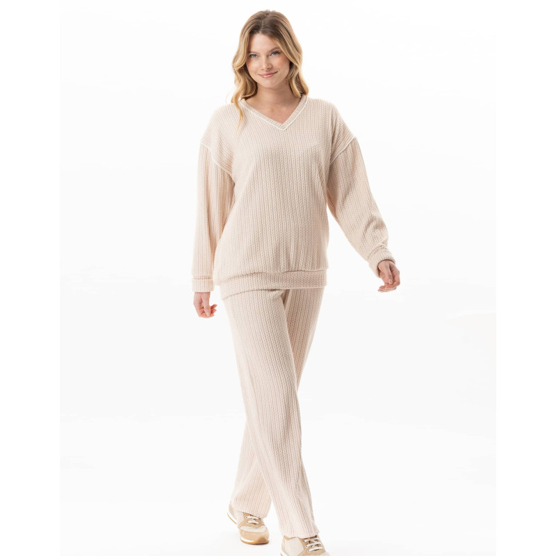 Ensemble homewear en maille tricot SHETLAND Beige | Lingerie le Chat Ensemble homewear en maille tricot SHETLAND Beige | Lingerie le Chat
