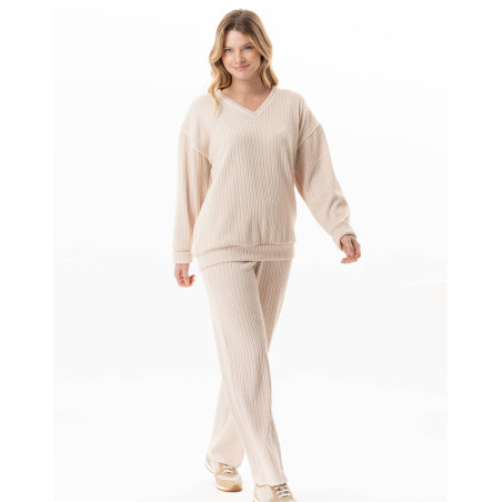 Ensemble homewear en maille tricot SHETLAND Beige | Lingerie le Chat