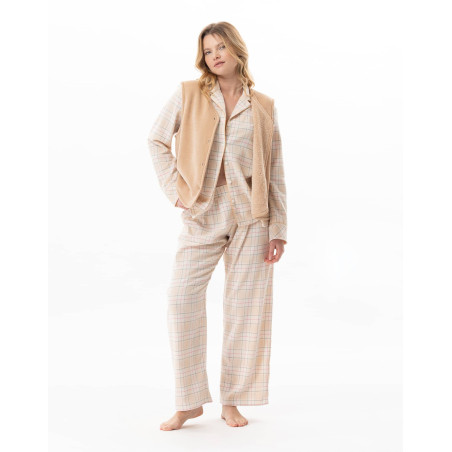Gilet en peluche flanelle MONTAUK Beige | Lingerie le Chat