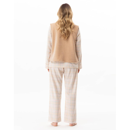 Gilet en peluche flanelle MONTAUK Beige | Lingerie le Chat
