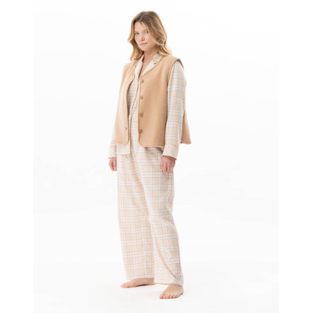 Gilet en peluche flanelle MONTAUK Beige | Lingerie le Chat
