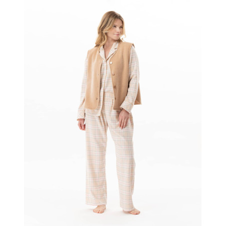 Gilet en peluche flanelle MONTAUK Beige | Lingerie le Chat