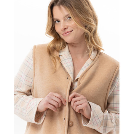 Gilet en peluche flanelle MONTAUK Beige | Lingerie le Chat
