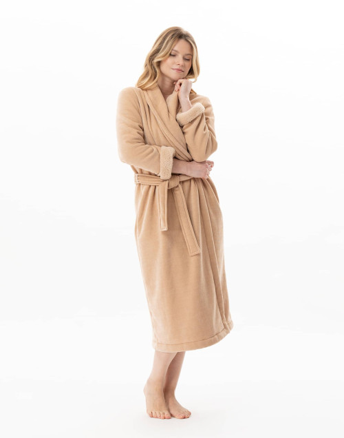 Peignoir en peluche flanelle MONTAUK Beige