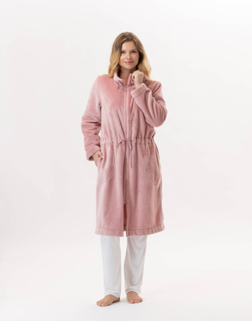 Plush flannel zipped jacket ESSENTIEL Blush