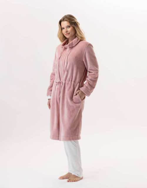 Plush flannel zipped jacket ESSENTIEL Blush | Lingerie le Chat