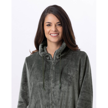 Plush flannel zipped jacket ESSENTIEL Lichen | Lingerie le Chat