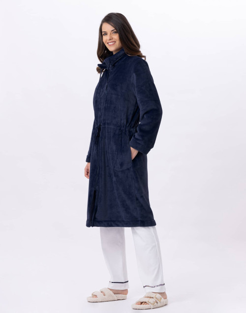 Veste zippée en peluche flanelle ESSENTIEL Marine | Lingerie le Chat