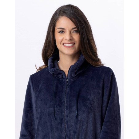 Veste zippée en peluche flanelle ESSENTIEL Marine | Lingerie le Chat