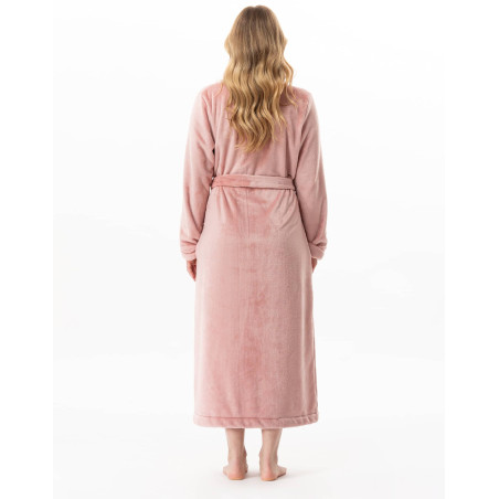 Peignoir croisé long en peluche flanelle ESSENTIEL Blush | Lingerie le Chat
