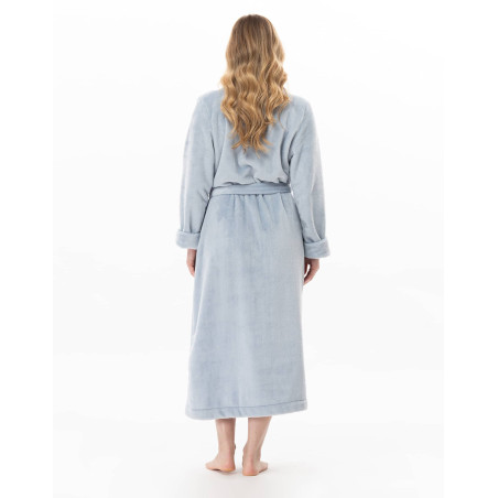 Peignoir croisé long en peluche flanelle ESSENTIEL Ciel | Lingerie le Chat