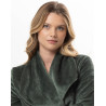 Peignoir croisé long en peluche flanelle ESSENTIEL Lichen
