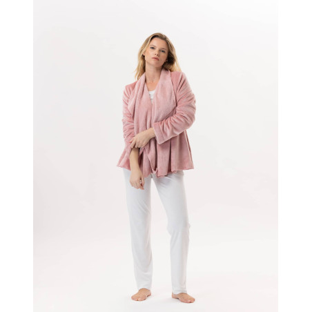 Short plush flannel jacket ESSENTIEL Blush | Lingerie le Chat