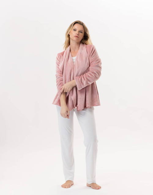 Short plush flannel jacket ESSENTIEL Blush