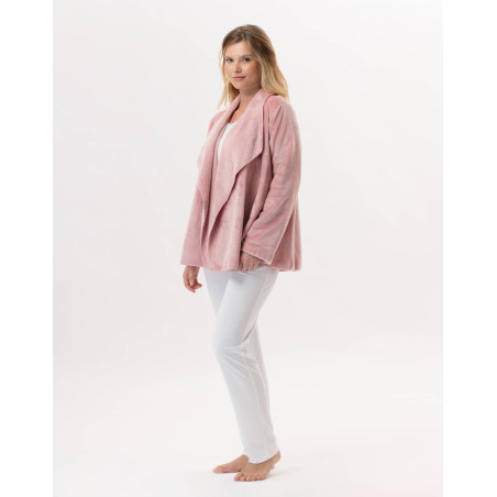Short plush flannel jacket ESSENTIEL Blush | Lingerie le Chat
