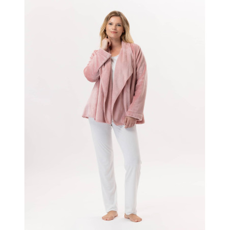 Veste courte en peluche flanelle ESSENTIEL Blush | Lingerie le Chat
