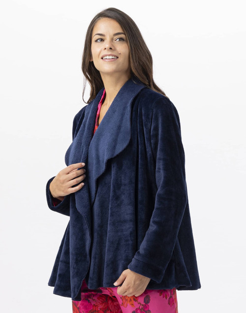 Short plush flannel jacket ESSENTIEL Navy Blue | Lingerie le Chat