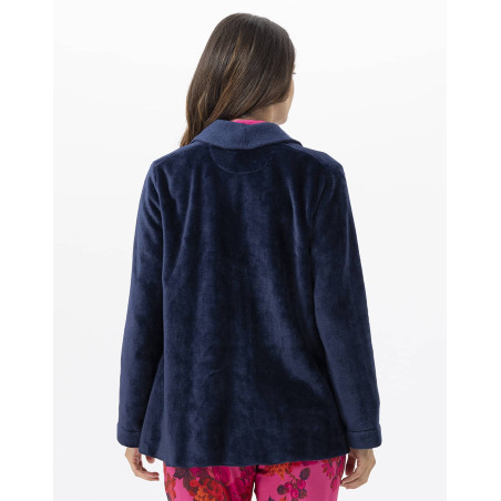 Short plush flannel jacket ESSENTIEL Navy Blue | Lingerie le Chat