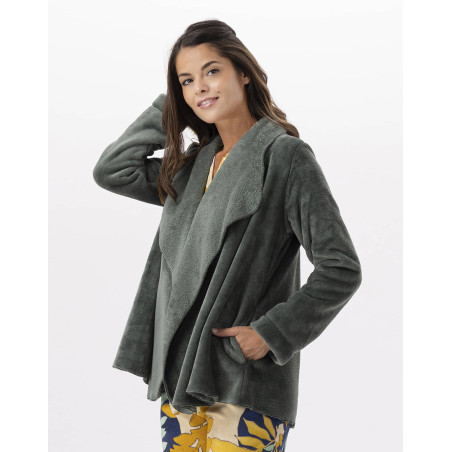 Short plush flannel jacket ESSENTIEL Lichen | Lingerie le Chat