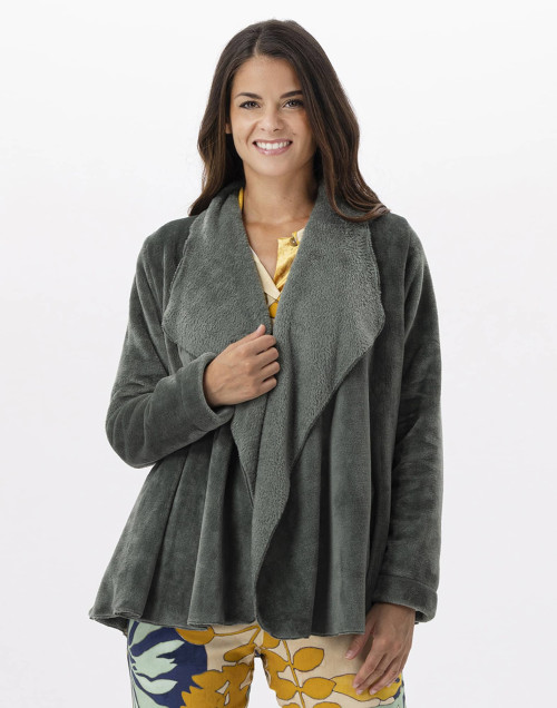 Short plush flannel jacket ESSENTIEL Lichen