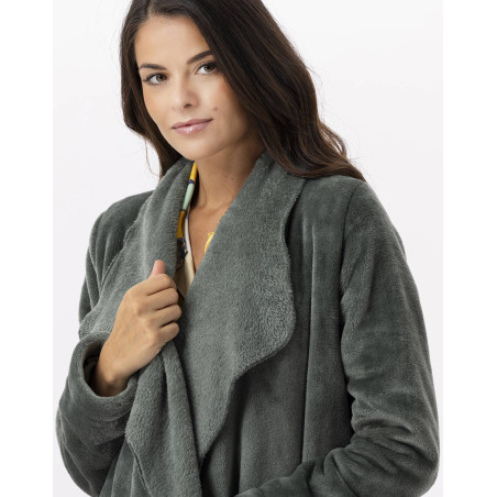 Short plush flannel jacket ESSENTIEL Lichen | Lingerie le Chat