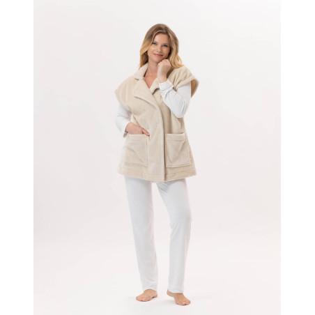 Short-sleeved button-down jacket in plush flannel ESSENTIEL Shell | Lingerie le Chat