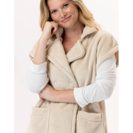 Short-sleeved button-down jacket in plush flannel ESSENTIEL Shell | Lingerie le Chat