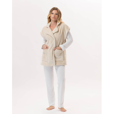 Short-sleeved button-down jacket in plush flannel ESSENTIEL Shell | Lingerie le Chat