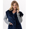 Veste manches courtes boutonnée en peluche flanelle ESSENTIEL Marine